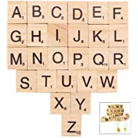 Jzhen 200 Piezas Letras de Madera- Scrabble Letras- Alfabeto Madera A a Z para Manualidades DIY Decoración- educación…